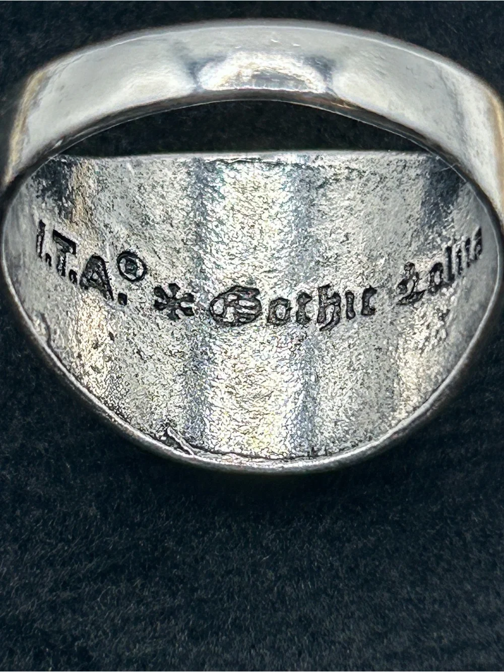 Gothic Signet Ring Anchor & Compass Rose Silver Tone Size 13.5